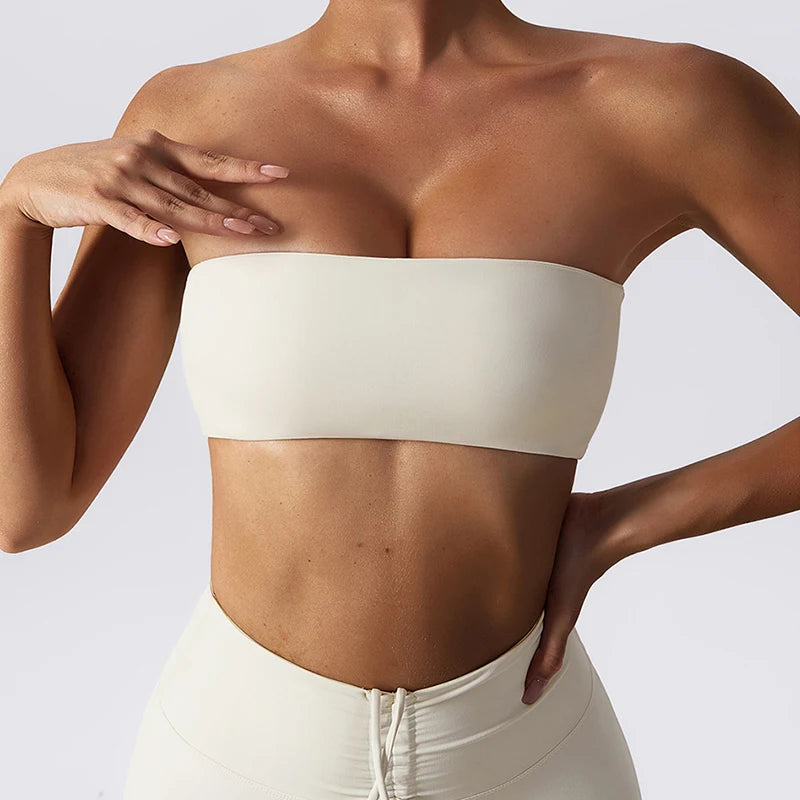 Strapless Sports Bra – Gym Top for Women, Quick-Drying Yoga Clothes, Tube Top Fitness Chest Wrap, Workout Bra