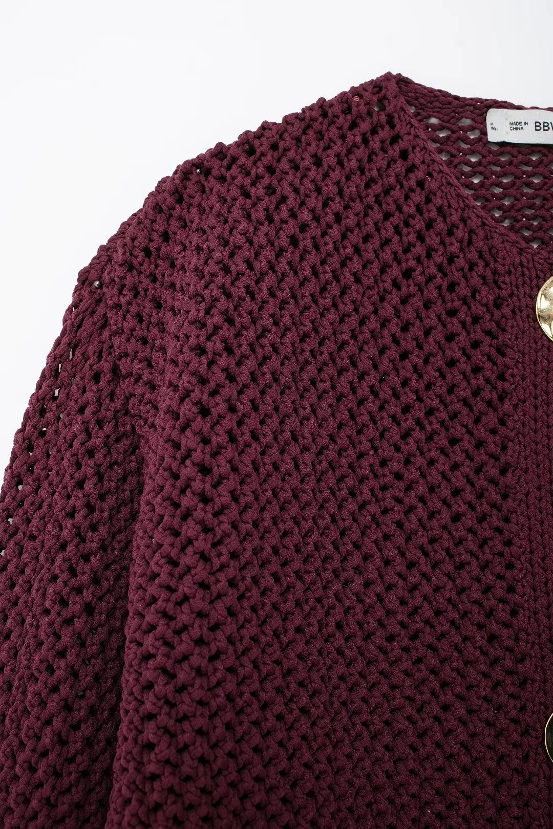Knitted Cropped Cardigan – Women's Autumn Winter Outerwear, Long Sleeve, Button-Up Sweater