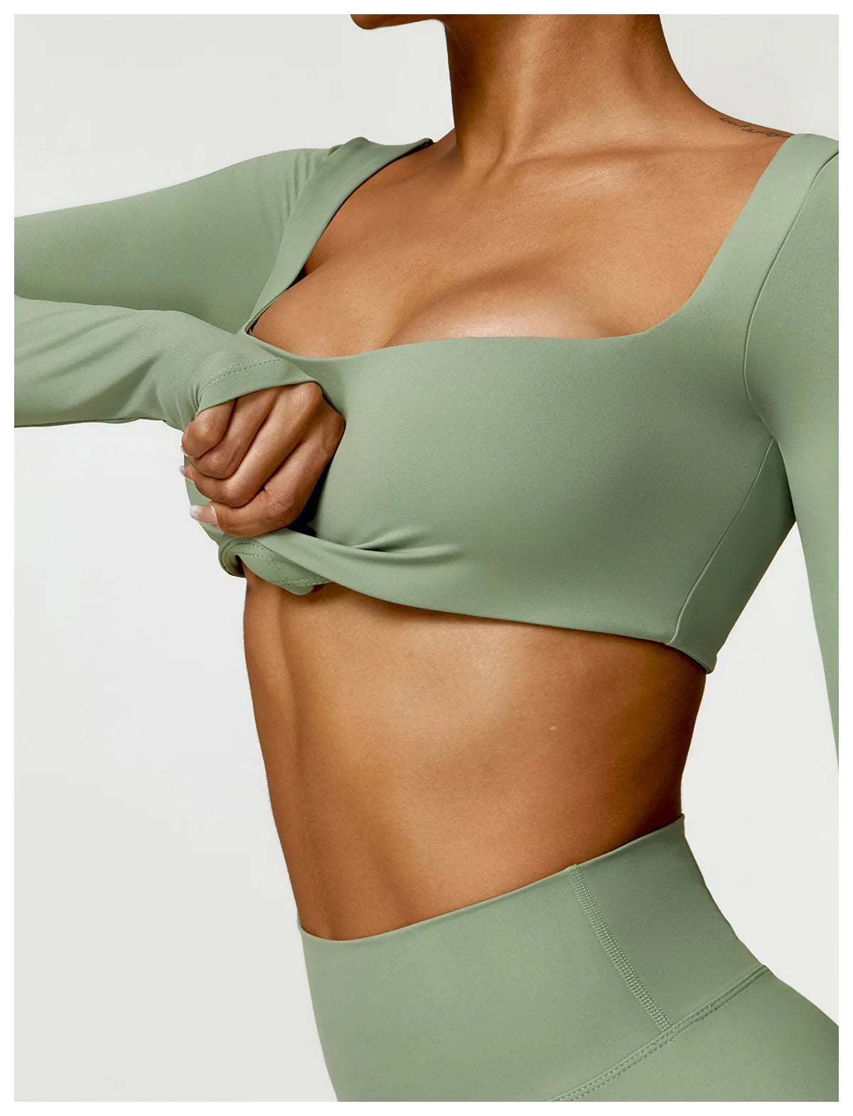 2PCS Women's Yoga & Gym Set – Quick-Dry Long Sleeve Sports Shirt & Leggings for Running & Workout