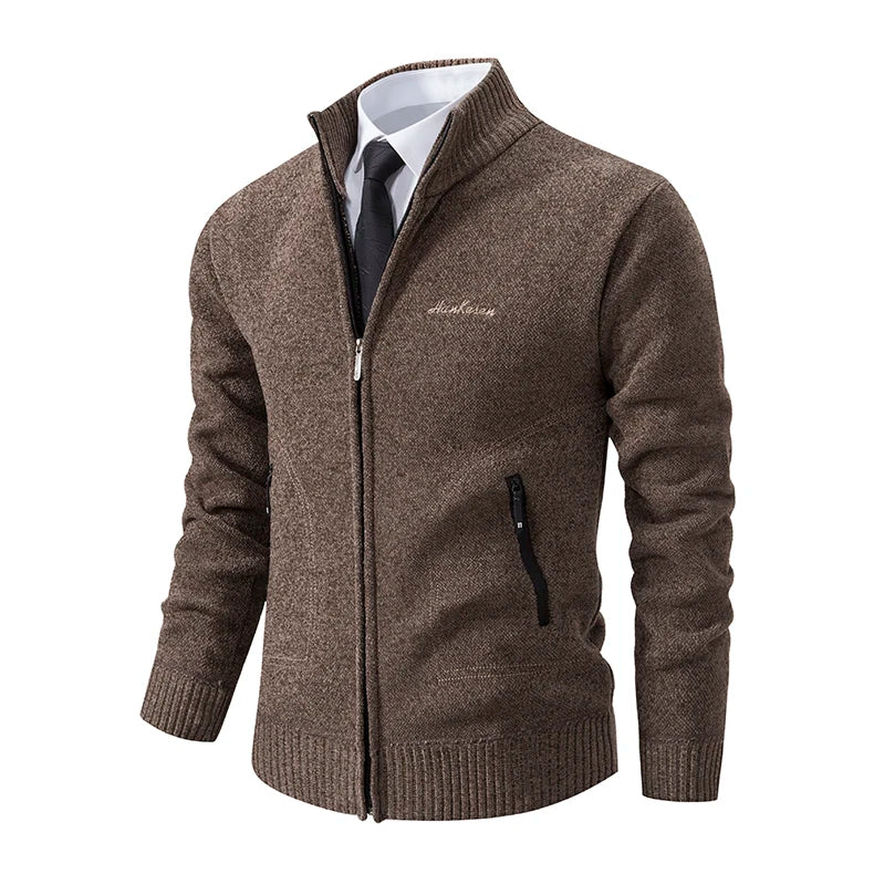Knitwear Men's Stand-up Collar Thick Warm Cardigan Sweater – Loose Fit, Casual Winter Coat