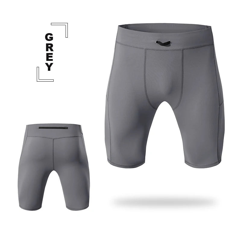 Compression Shorts Men – Quick Dry Bodybuilding Tights, Fitness Leggings, Elastic Waist, Sport Bottoms, Gym and Running Shorts
