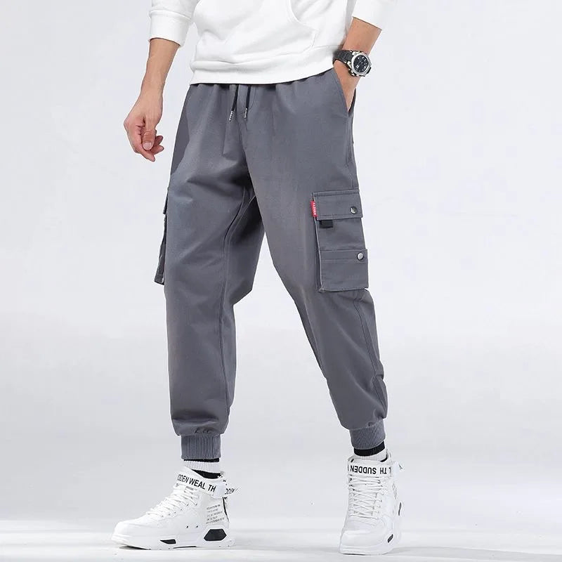Classic Design Multi Flap Pockets Cargo Pants – Men's Loose Fit, Drawstring Harem, Oversized Jogger Pants for Men and Women