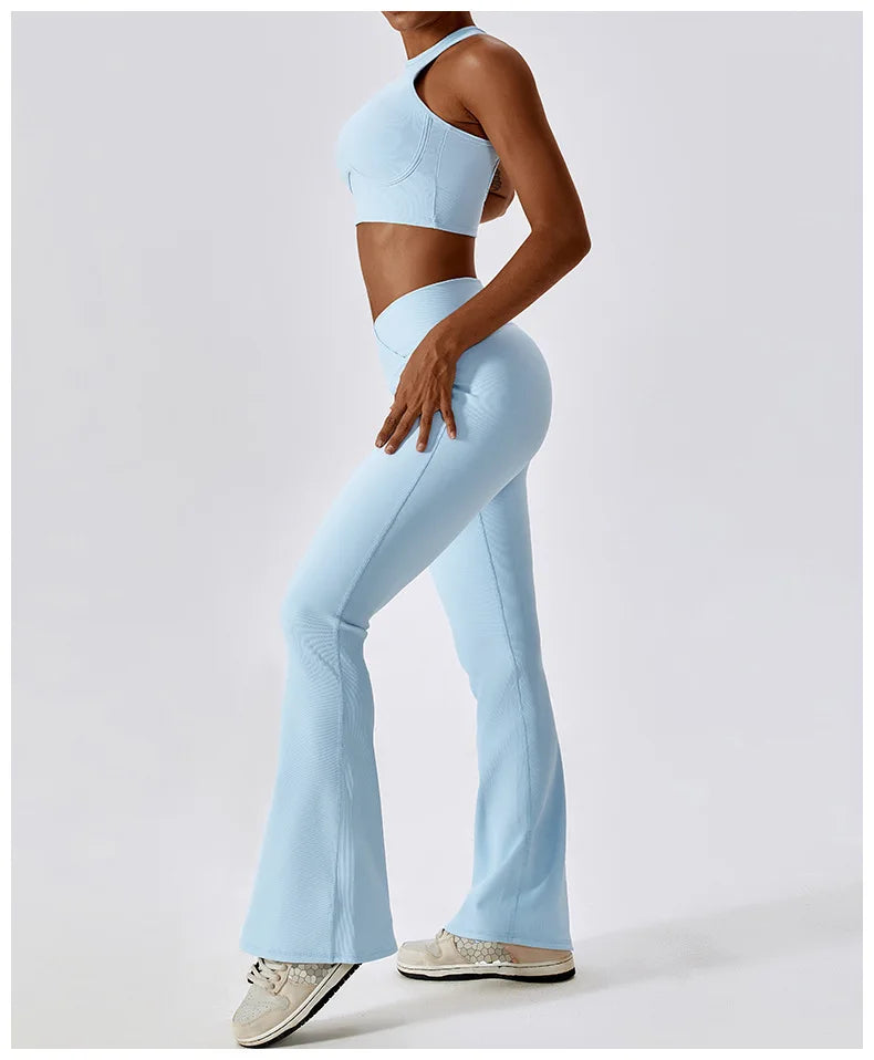 Flare Leggings Yoga Pants – High Waist, Wide Leg, Gym Workout, Fitness, Sports, Flared Design, Latin Dance Trousers
