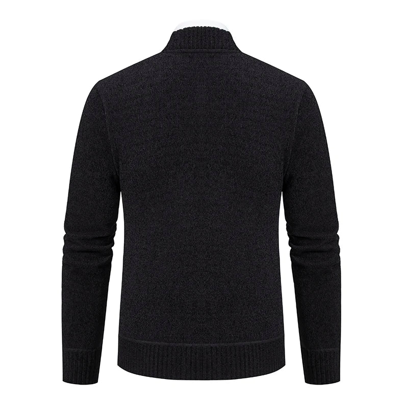 Knitwear Men's Stand-up Collar Thick Warm Cardigan Sweater – Loose Fit, Casual Winter Coat