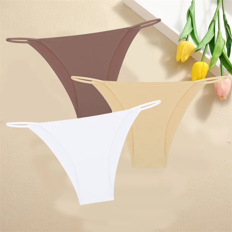 3PCS Seamless Panties – Women Low Waist Briefs, Sexy Stretch Bikini Underwear, Ladies Comfortable Stretch G-string T-back