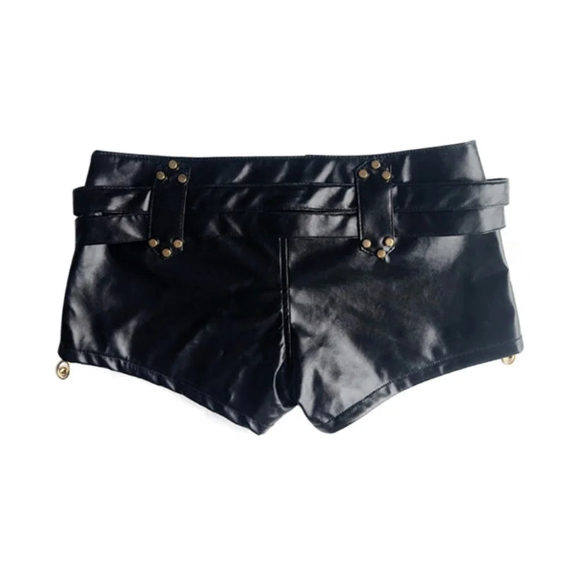 Women Sexy Ultra Short Shorts – Side Zipper, Splicing Design, Low Waist, Leather Belt, Mini Trousers, Slim Fit, Hip Lift