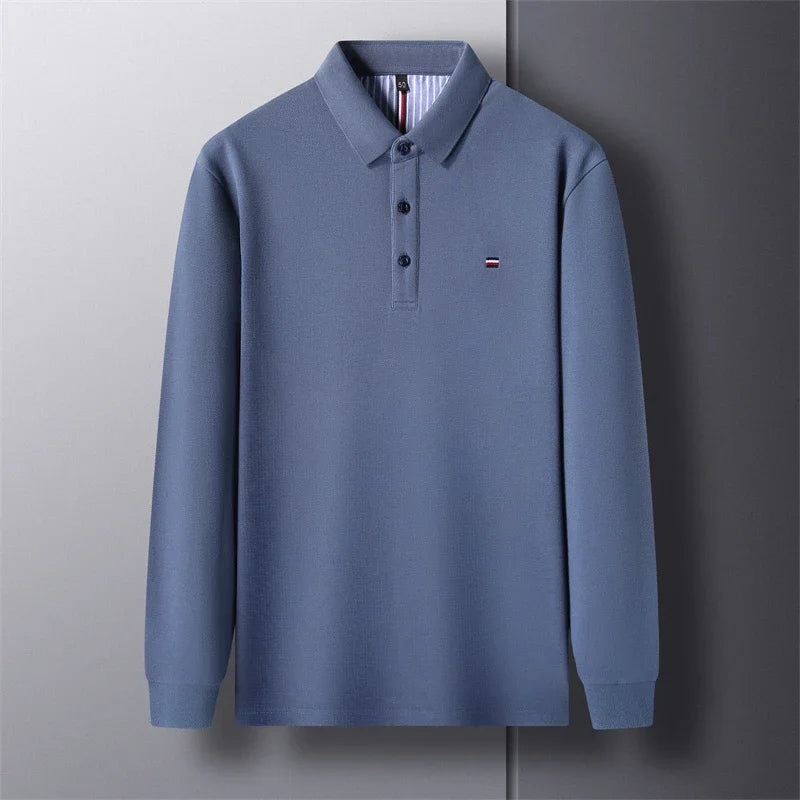 Men's Casual And Fashionable Embroidered Polo Shirt – Long Sleeved, Comfortable, Breathable, And Versatile Summer Top