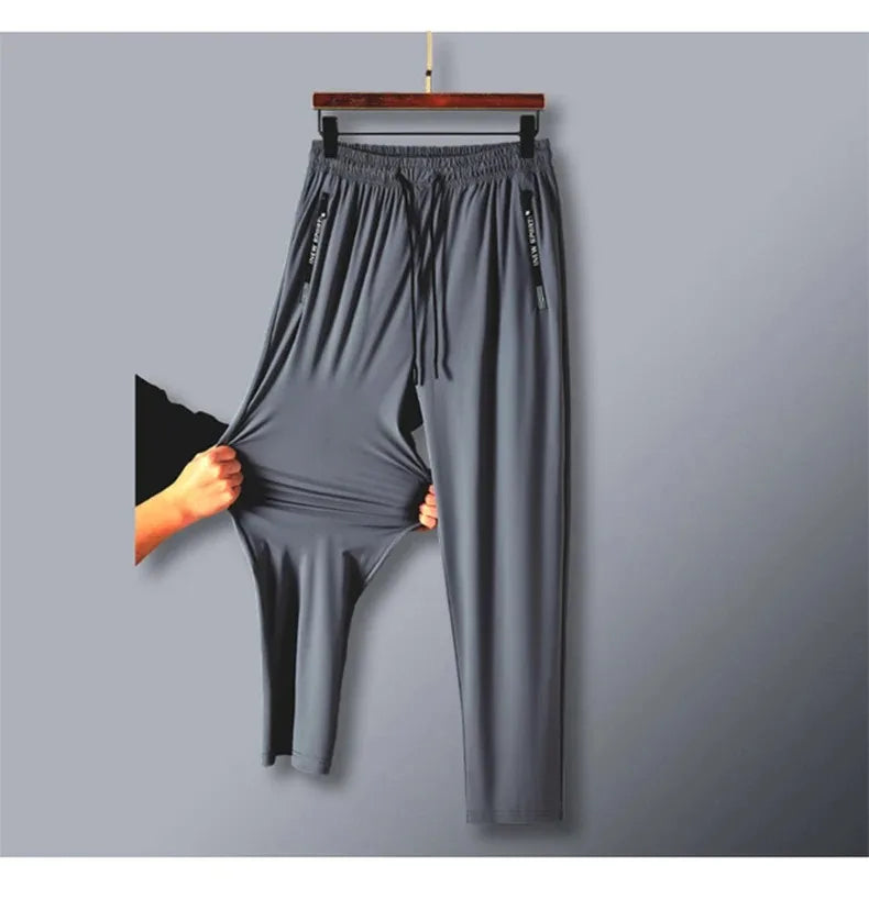 Ice Silk Pants for Men – Summer Thin Style, Sports Quick-Dry, Straight Leg, Draping Wide Leg Casual Long Pants