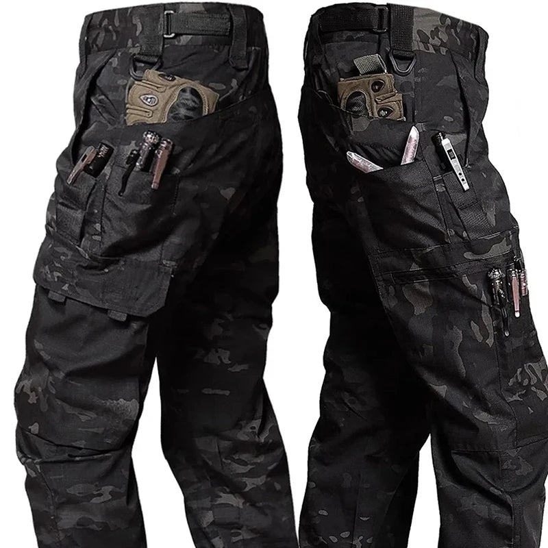 Tactical Work Pants Men – Outdoor Cargo Trousers, Multi-Pocket, Waterproof, Ideal for Autumn and Spring, Hiking and Workwear