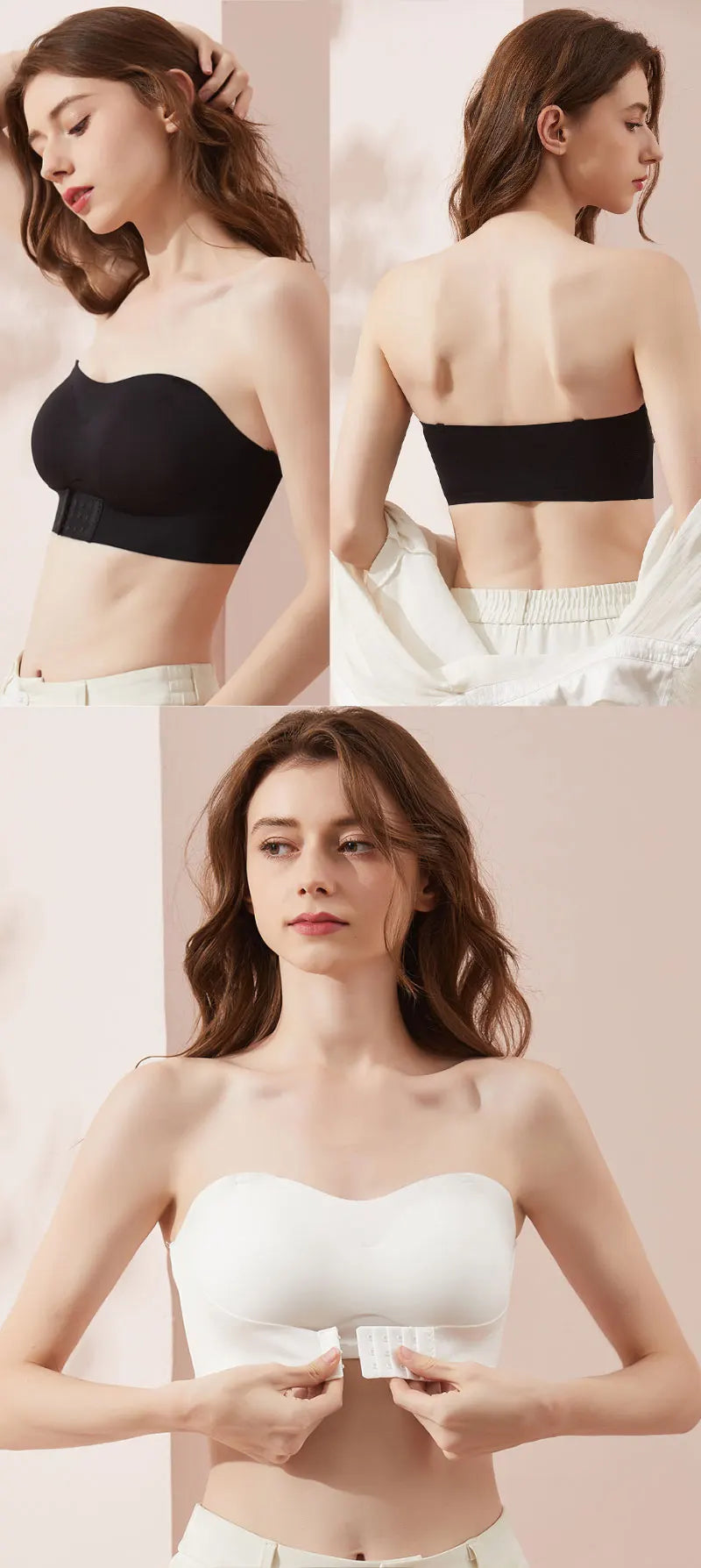Women's Strapless Seamless Bra – Tube Top, Breathable, Wireless, Push-Up, Wedding Brassiere, Sexy Invisible Lingerie