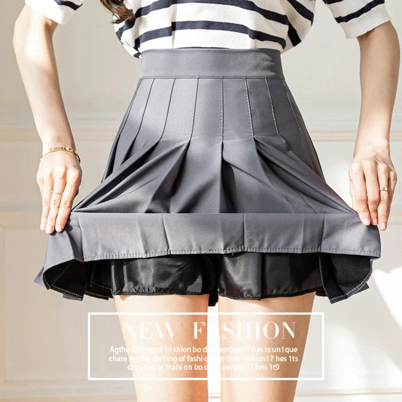 Women's Pleated Mini Skirt – High Waist, Zipper, Summer, JK Dancing Style, Fashion Student A-Line