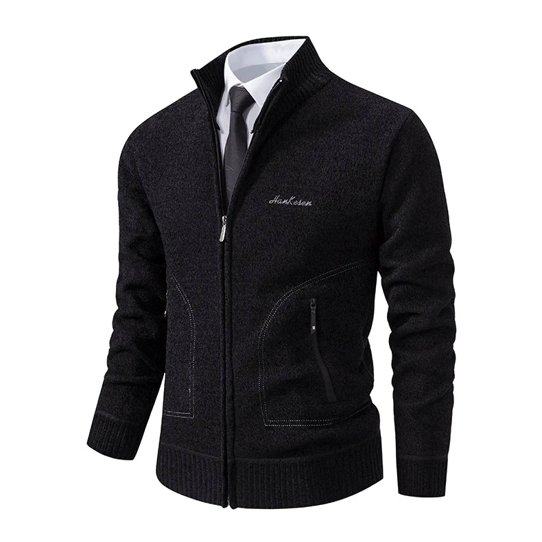 Knitwear Men's Stand-up Collar Thick Warm Cardigan Sweater – Loose Fit, Casual Winter Coat