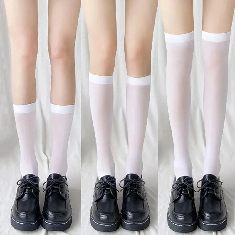 Solid Color Long Socks – Japan Style School Girls Thigh High Stockings, Lolita Kawaii Cute Knee High Socks