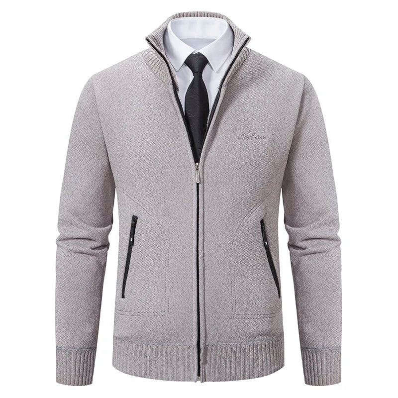 Knitwear Men's Stand-up Collar Thick Warm Cardigan Sweater – Loose Fit, Casual Winter Coat