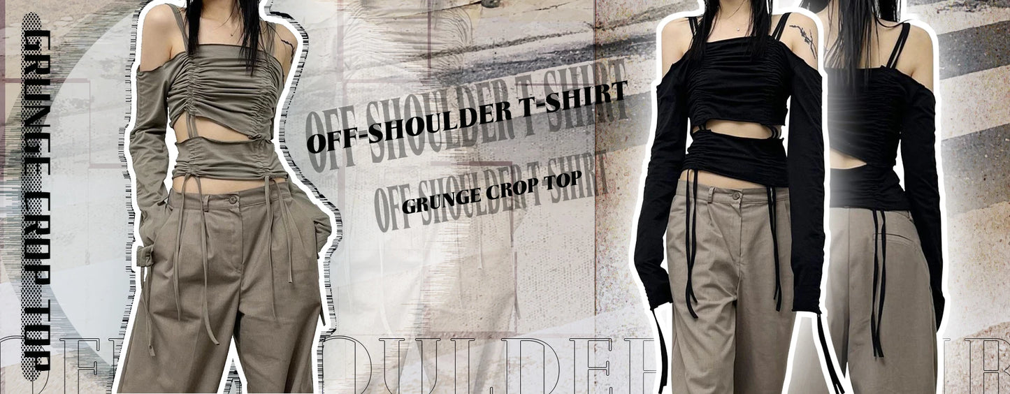 Goth Mesh Patchwork Crop Top – Sexy Hollow-Out, Long Sleeve, Eyelet Detail, Punk Style, Slim Fit Streetwear Tee