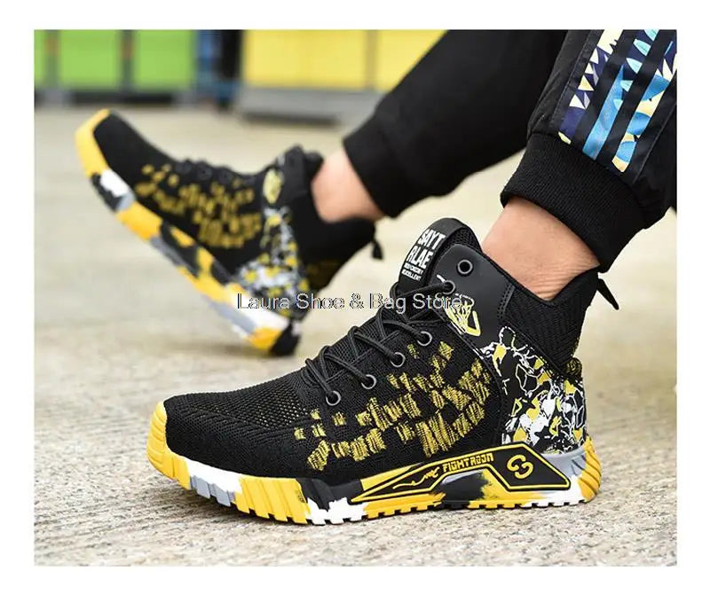 High Top Safety Shoes – Steel Toe Work Shoes for Men, Anti-Smash, Indestructible Work Boots, Breathable Safety Footwear