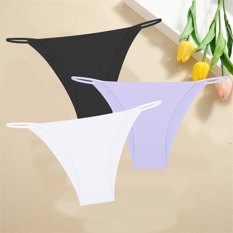 3PCS Seamless Panties – Women Low Waist Briefs, Sexy Stretch Bikini Underwear, Ladies Comfortable Stretch G-string T-back