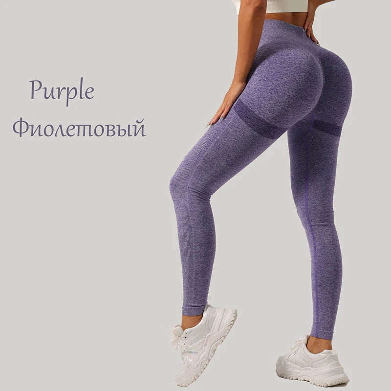 Seamless Leggings Fitness – High Waist, Elastic, Solid Color, Yoga Pants, Gym, Jogging, Tummy Control, Running Tights