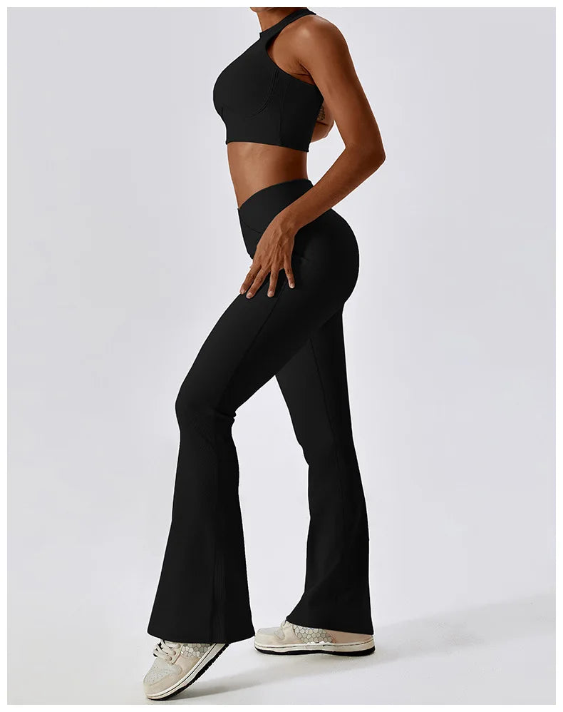 Flare Leggings Yoga Pants – High Waist, Wide Leg, Gym Workout, Fitness, Sports, Flared Design, Latin Dance Trousers