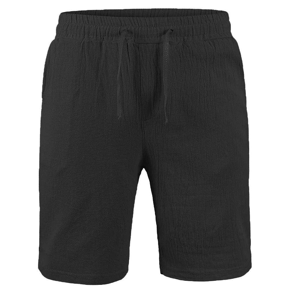 Men's Shorts – Cotton Linen, Breathable Solid Color, Loose Fit, Summer Casual, Lace-up Bottoms