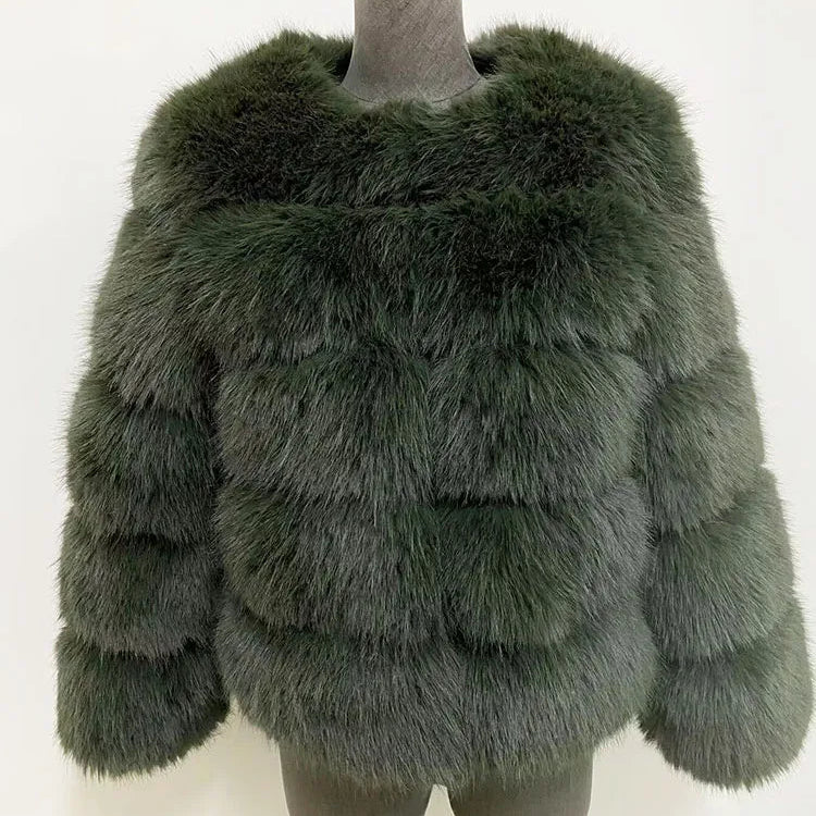 Elegant Faux Mink Fur Coat – Fluffy, Thick, Warm Winter Jacket for Women (S,M,L)