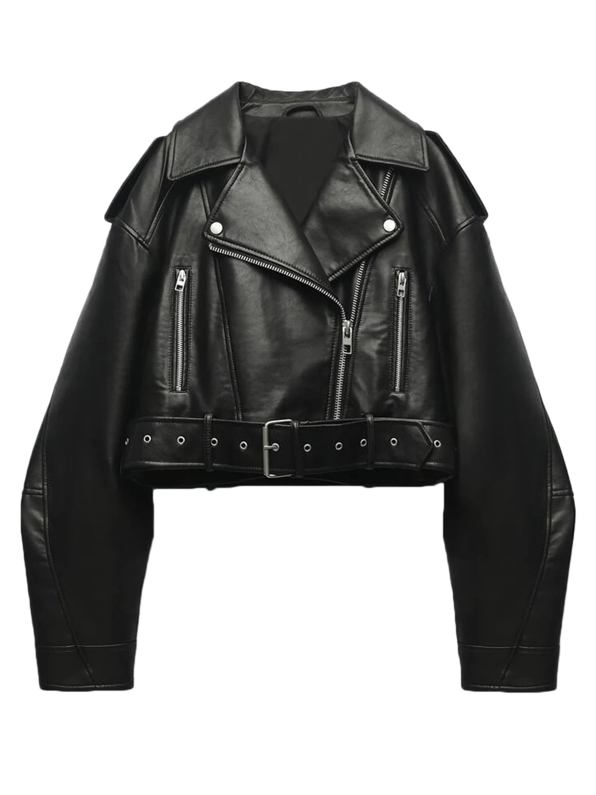 Fitaylor Women's Faux PU Leather Jacket – Casual Lapel, Zipper, Short Biker Coat, High Street Style