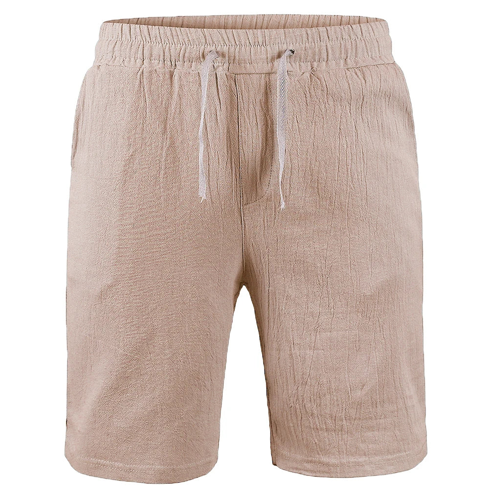 Men's Shorts – Cotton Linen, Breathable Solid Color, Loose Fit, Summer Casual, Lace-up Bottoms
