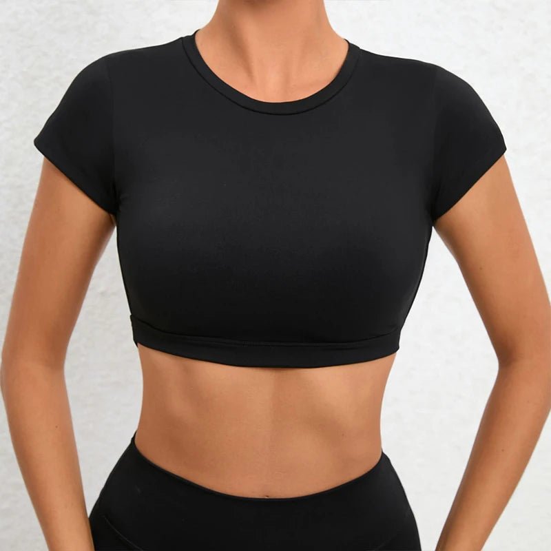 Breathable Backless Sports Crop Top – Women's Fitness & Yoga Workout Shirt