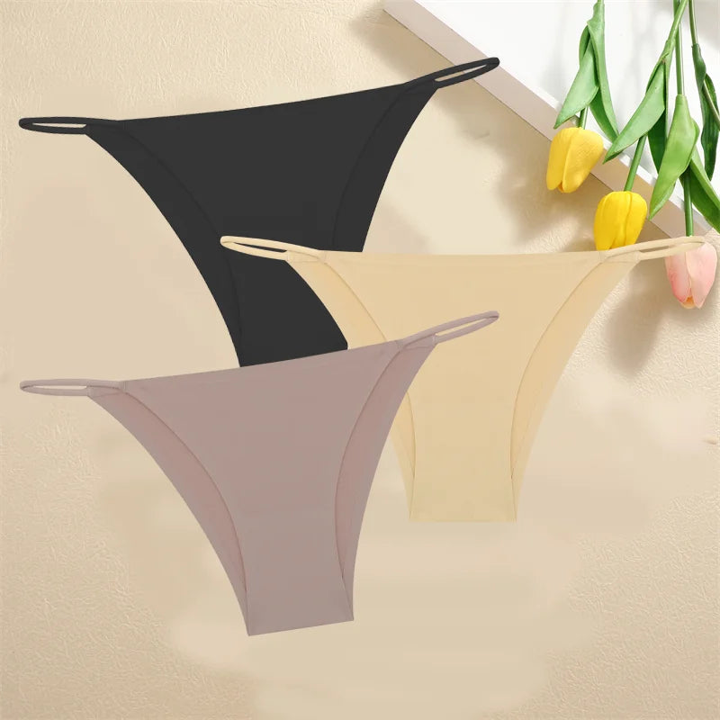 3PCS Seamless Panties – Women Low Waist Briefs, Sexy Stretch Bikini Underwear, Ladies Comfortable Stretch G-string T-back