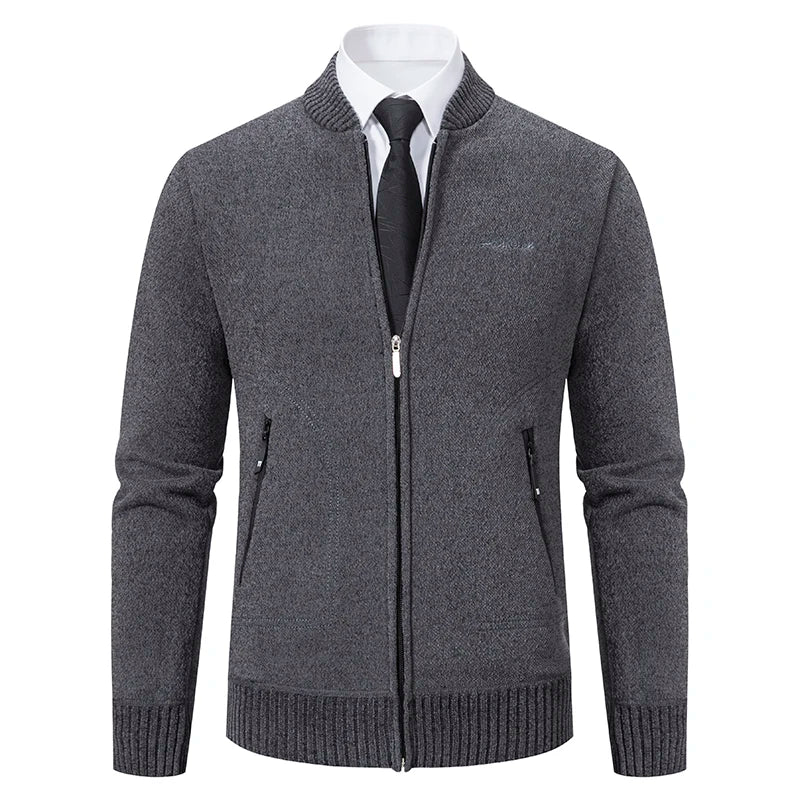 Knitwear Men's Stand-up Collar Thick Warm Cardigan Sweater – Loose Fit, Casual Winter Coat