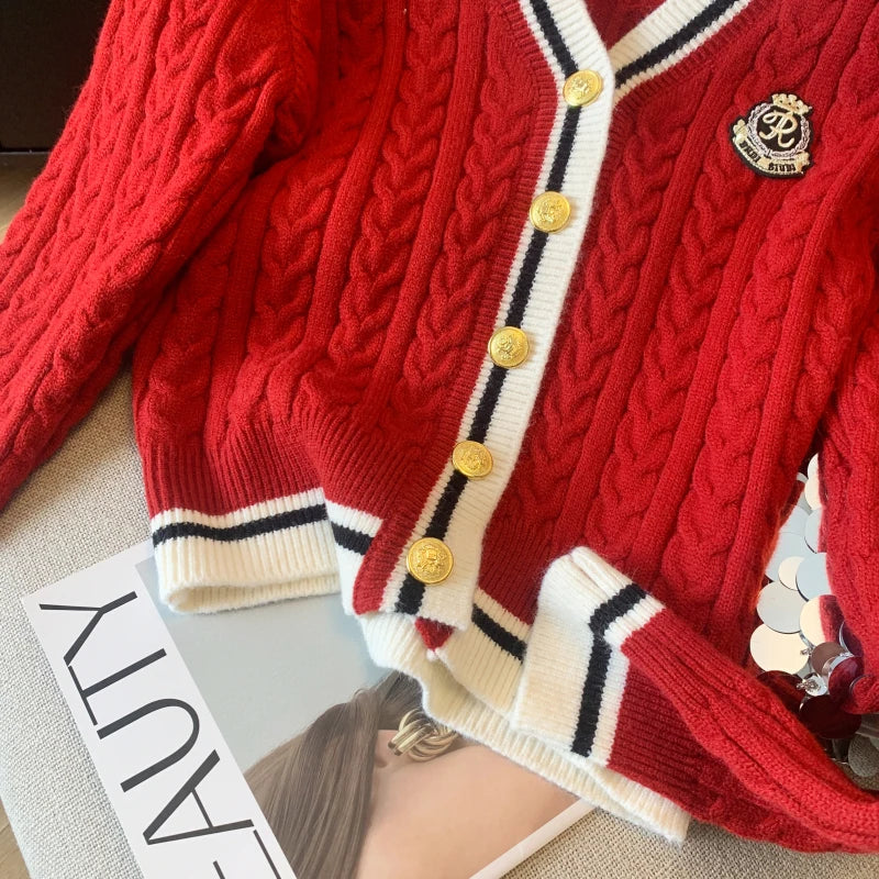 Cashmere V-Neck Pullover – Warm Knitwear, Twist Knit, Autumn Winter Jumper for Women