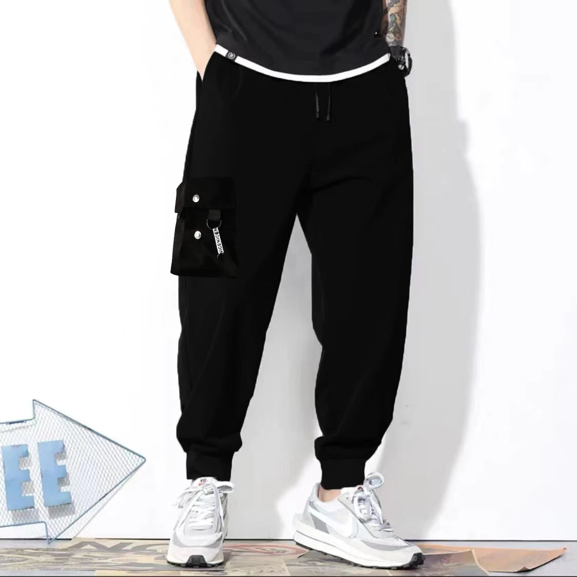 Classic Design Multi Flap Pockets Cargo Pants – Men's Loose Fit, Drawstring Harem, Oversized Jogger Pants for Men and Women
