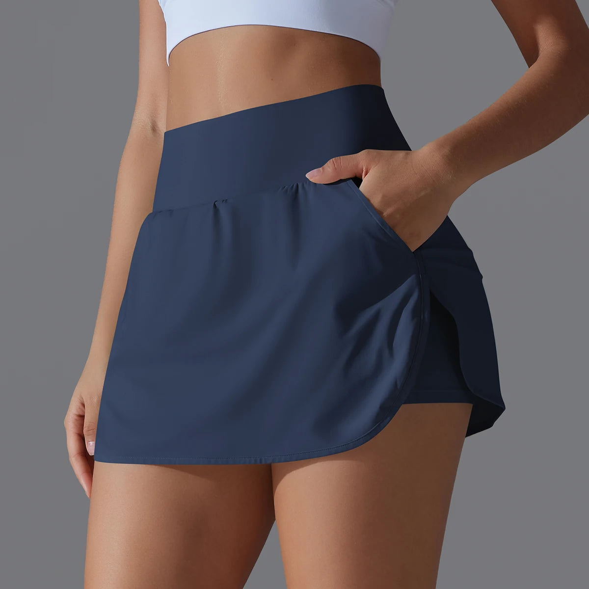 Women Gym Running Shorts – Double Deck, Quick Dry, Sporty, Fitness, Jogging, Workout, With Pocket, Tight Fit