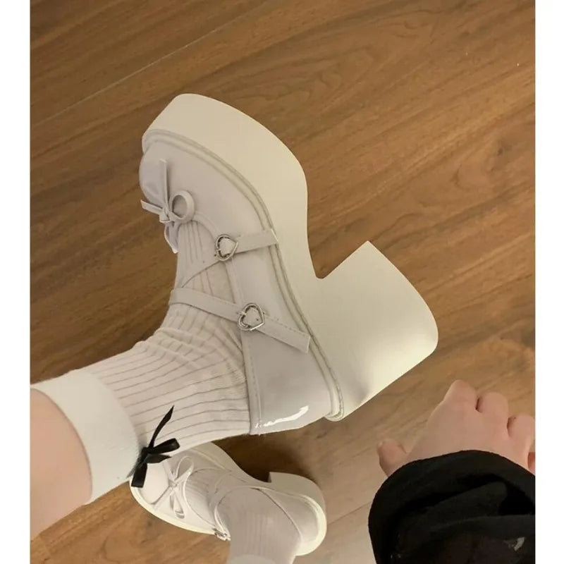 Lolita Mary Jane Shoes – Japanese Style, Vintage, Shallow High Heels, Chunky Platform, Cosplay Sandals