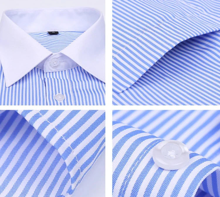 Men's French Cuff Formal Shirt – New White Long-Sleeved Business Button Shirt, Regular Fit With Cuff Buttons