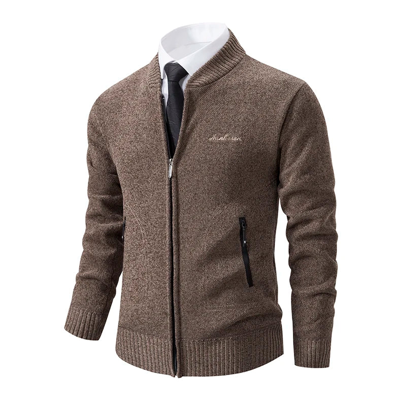 Knitwear Men's Stand-up Collar Thick Warm Cardigan Sweater – Loose Fit, Casual Winter Coat