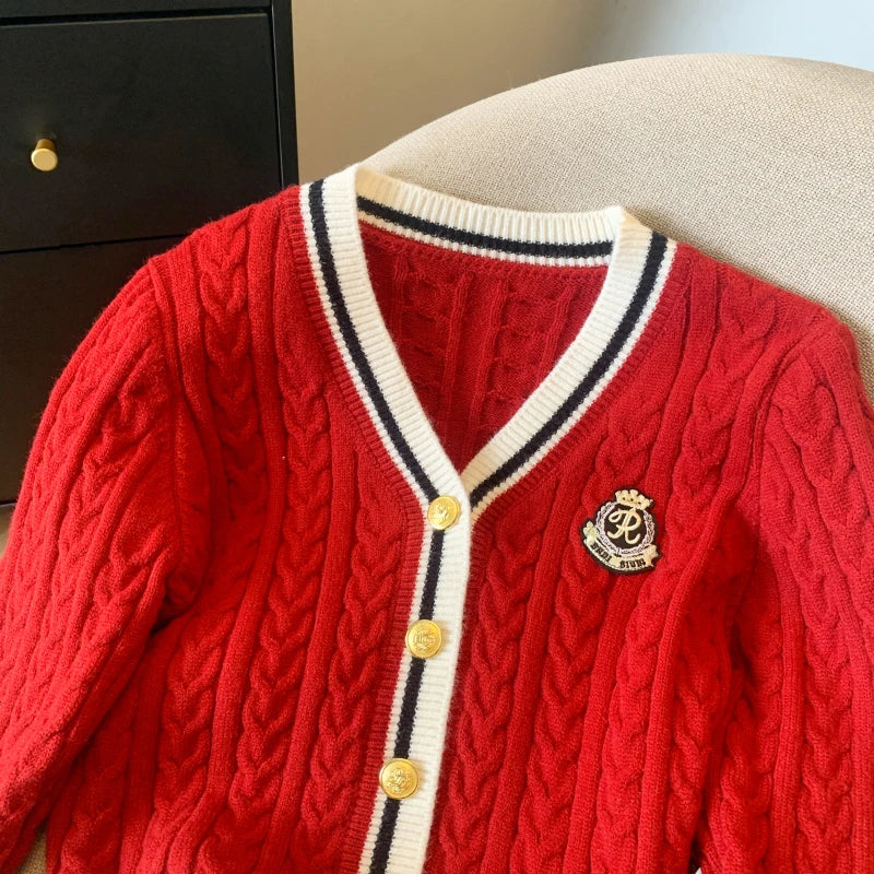 Cashmere V-Neck Pullover – Warm Knitwear, Twist Knit, Autumn Winter Jumper for Women