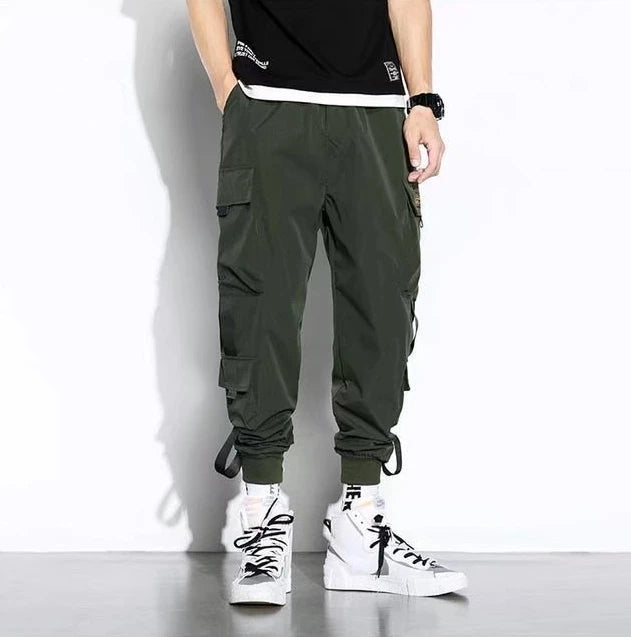 Classic Design Multi Flap Pockets Cargo Pants – Men's Loose Fit, Drawstring Harem, Oversized Jogger Pants for Men and Women