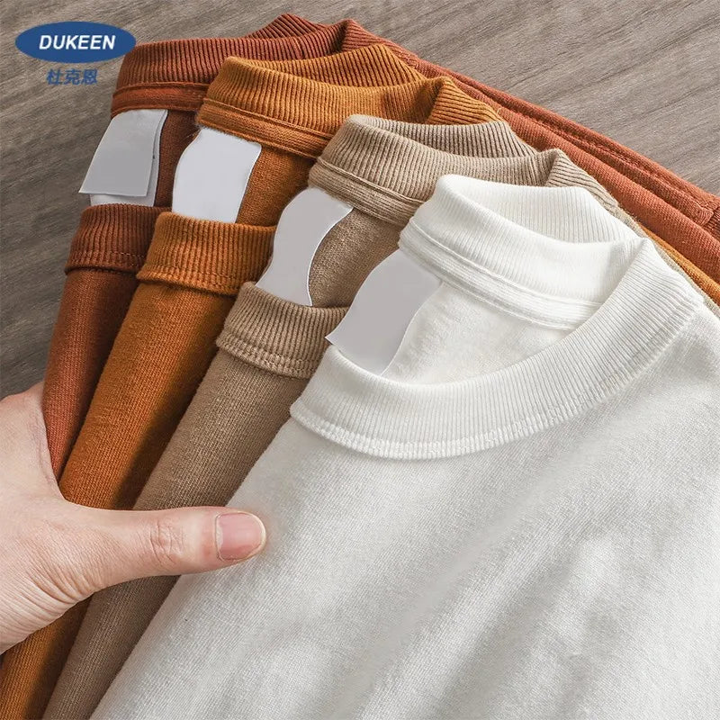 Heavyweight Long-Sleeve T-Shirt – 100% Cotton, O-Neck, Plain White, Oversized Men's Wear
