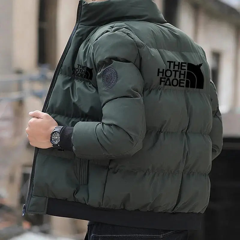 Men's Padded Cotton Jacket – Tiger Head Logo, Short, Thick, Casual Parkas, Winter Trend