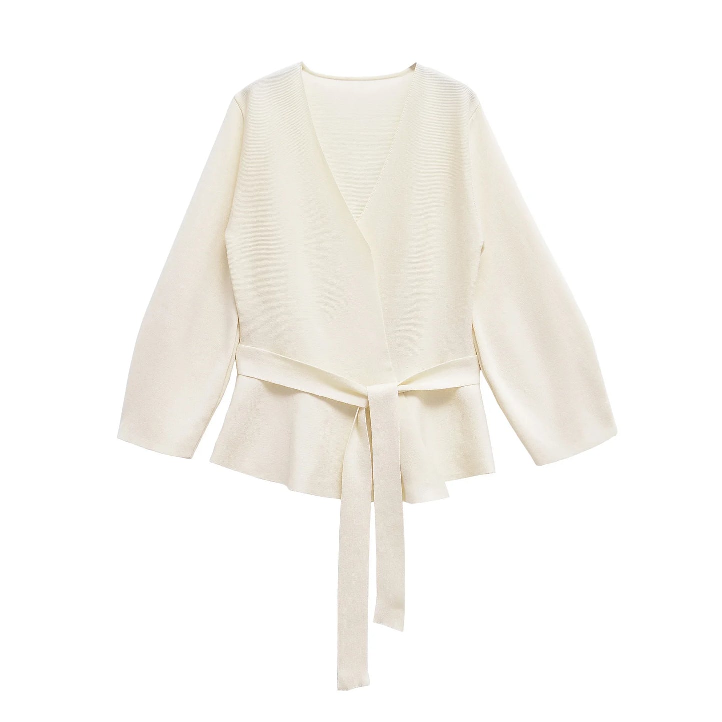 Thin Knitted Cardigan – V-Neck, Slim Fit, Wrist Sleeve, Sash Belt, Y2K Autumn Jacket