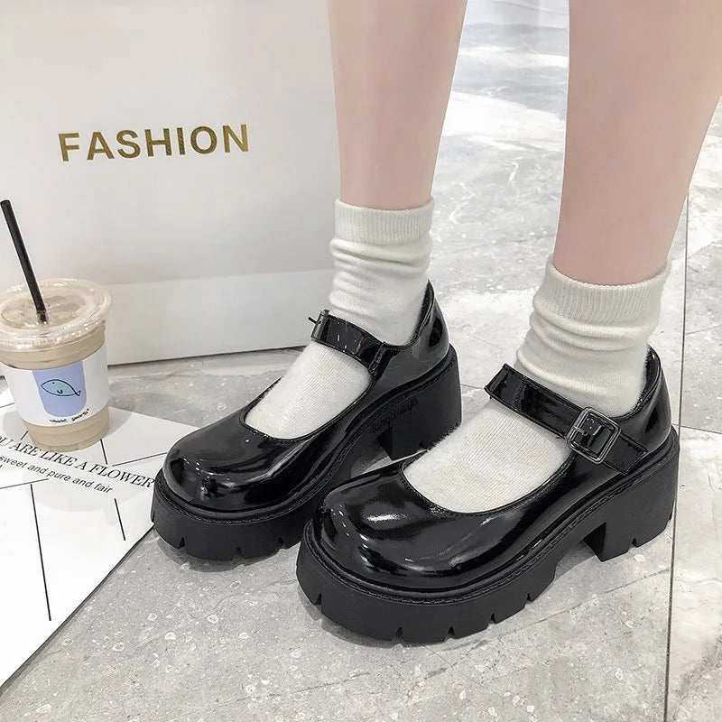 Shoes on Heels – Women's Mary Janes Platform Shoes, Vintage College Style Lolita High Heels