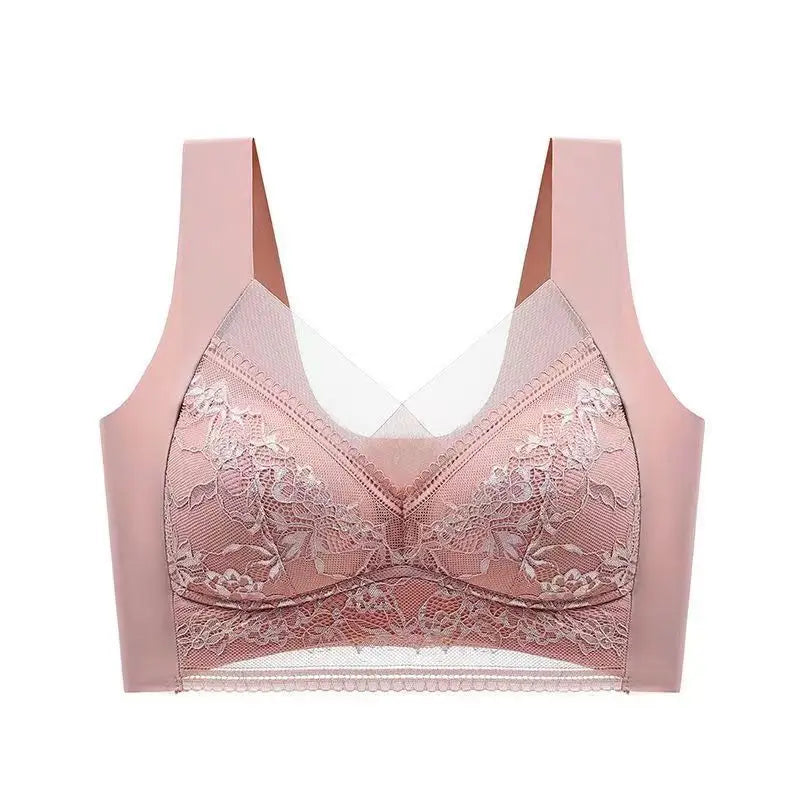 Women's Lace Bra – Perspective Bralette, Push Up Ice Silk Deep V Bra, Sexy Lingerie Tops, Plus Size Cup