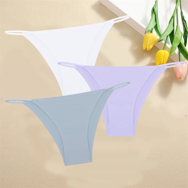 3PCS Seamless Panties – Women Low Waist Briefs, Sexy Stretch Bikini Underwear, Ladies Comfortable Stretch G-string T-back