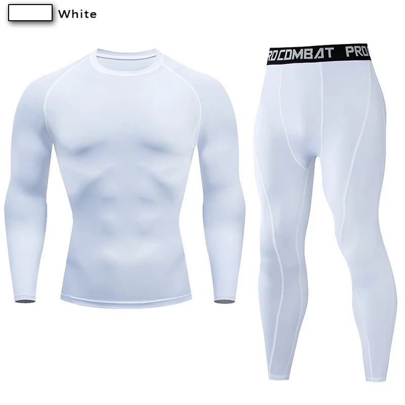 2PCS Men's Compression Sportswear – Gym Tight Yoga Set, Workout Jogging MMA Fitness Tracksuit Pants