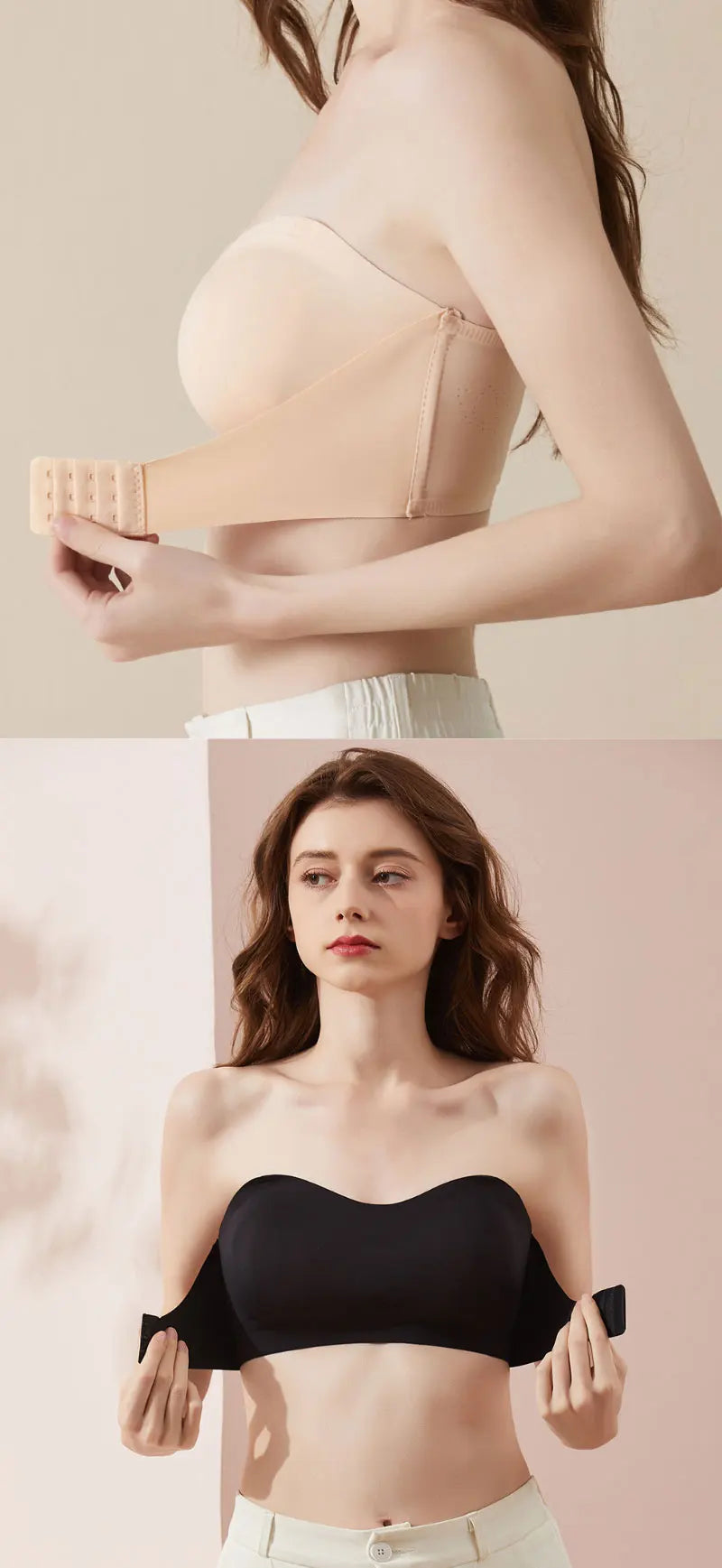Women's Strapless Seamless Bra – Tube Top, Breathable, Wireless, Push-Up, Wedding Brassiere, Sexy Invisible Lingerie
