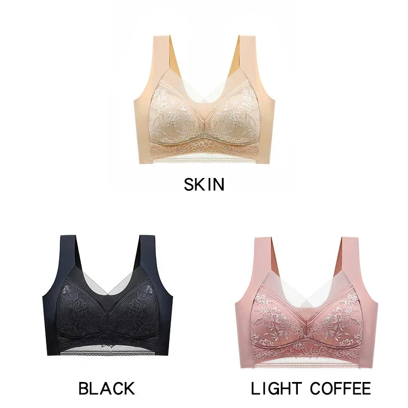 3PCS Women's Push Up Bralette – 5cm Lift, Plus Size Wireless Bras, Seamless Lace Tops, No Underwire, Sexy Comfort