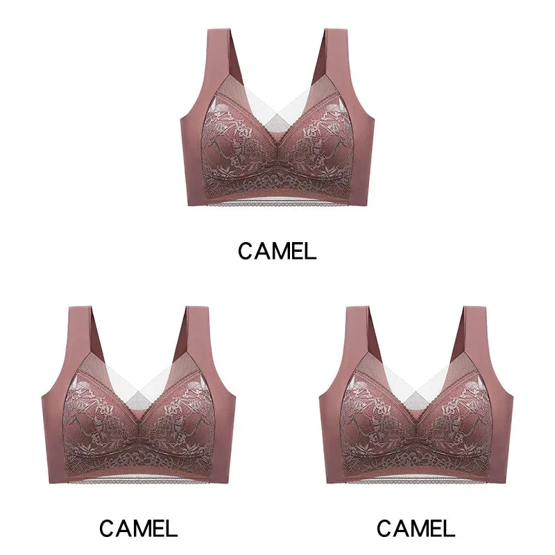 3PCS Women's Push Up Bralette – 5cm Lift, Plus Size Wireless Bras, Seamless Lace Tops, No Underwire, Sexy Comfort