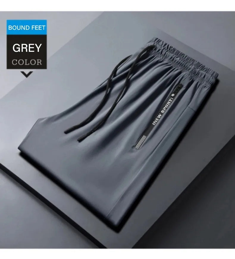 Ice Silk Pants for Men – Summer Thin Style, Sports Quick-Dry, Straight Leg, Draping Wide Leg Casual Long Pants