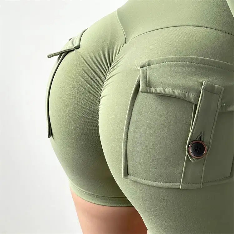 Women Sport Shorts – Pocket Design, Gym Wear, Sexy High Waist, Workout, Push Up, Booty Scrunch, Biker Shorts, Fitness, Cycling Tights